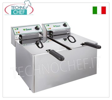 FIMAR - Technochef, Freidora eléctrica de encimera, 2 depósitos independientes de 8+8 litros, Mod.FR88N FREIDORA ELÉCTRICA DE ENCIMERA, 2 cubas independientes extraíbles de 8+8 litros, V.230/1, kw 3,00+3,00, dimensiones mm. 565x490x365h