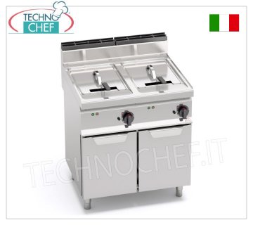 TECHNOCHEF - FREIDORA ELÉCTRICA MÓVIL, 2 DEPOSITOS de 18+18 litros, Mod.E7F18-8M FREIDORA ELÉCTRICA sobre MÓVIL, BERTOS, Línea MACROS 700, Serie TURBO, 2 DEPOSITOS INDEPENDIENTES de 18+18 litros, V.400/3+N, Kw.13,5+13,5, Peso 80 Kg, dim.mm.