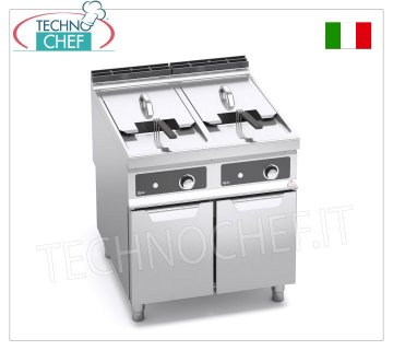 TECHNOCHEF - FREIDORA ELÉCTRICA sobre MÓVIL, 2 DEPOSITOS INDEPENDIENTES de 22+22 litros, Mod.E9F22-8M-BF FREIDORA ELÉCTRICA sobre MÓVIL, BERTO'S, Línea MAXIMA 900, Serie TURBO, 2 DEPOSITOS INDEPENDIENTES de 22+22 litros, Mandos Electrónicos BFLEX, V.400/3+N, Kw.18+18, Peso 95 Kg, dim.mm.