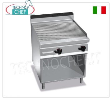 PLANCHA A GAS con PLACA MULTIPAN ESTRIADA, sobre MUEBLE, mod. G9FR8M-2