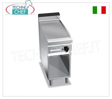 PLANCHA ELÉCTRICA con PLANCHA MULTIPAN ACANALADA, sobre MUEBLE ABIERTO, mod. E9FR4M