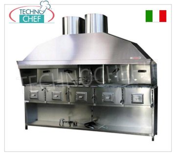 ROMAGNA GRILL - Parrilla/cocina de carbón Romaña con 5 braseros