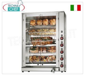 ASADOR ELÉCTRICO con 5 VARILLAS Schidione superpuestas INDEPENDIENTES para 20 POLLOS