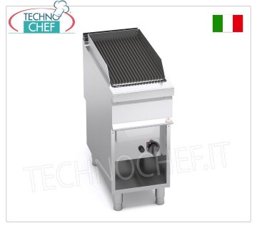 TECHNOCHEF - PARRILLA A GAS VAPOR-AGUA, 1 módulo sobre MUEBLE ABIERTO, Mod.G9WG40M GRILL A GAS VAPOR-AGUA, BERTOS, Línea MAXIMA 900, Serie WATER GRILL, 1 módulo sobre MUEBLE ABIERTO con ZONA DE COCCIÓN 350x630 mm, potencia térmica 12,00 kW, peso 60 kg, dim.400x900x900hmm