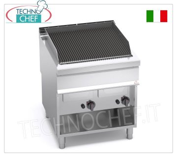 TECHNOCHEF - PARRILLA A GAS VAPOR-AGUA, DOBLE módulo sobre MUEBLE ABIERTO, Mod.G9WG80M GRILL A GAS VAPOR-AGUA, BERTO'S, línea MAXIMA 900, serie WATER GRILL, DOBLE módulo sobre MUEBLE ABIERTO con ZONA DE COCCIÓN 700x630 mm, potencia térmica 24,00 kW, peso 105 kg, dim.800x900x900h mm