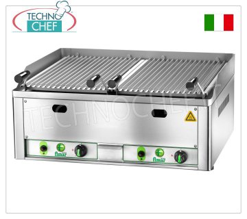 Fimar - PARRILLA DE PIEDRA DE LAVA A GAS, Módulo DOBLE SUPERIOR, Mod.GL66 Parrilla de piedra volcánica a gas, módulo de doble encimera con mandos independientes completo de dos parrillas para carne, potencia térmica 13 kW, dimensiones mm. 660x540x220h.