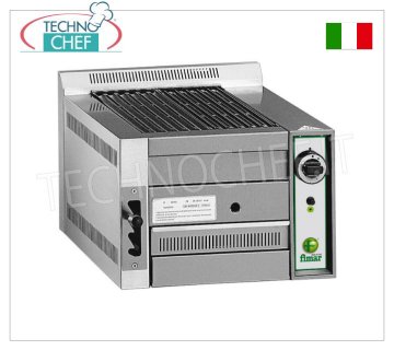 FIMAR - Technochef, Parrilla a Gas Pietralavica de Encimera, 1 ZONA DE COCCIÓN, Mod.B50 GRILL DE PIEDRA DE LAVA A GAS, 1 módulo SUPERIOR con ZONA DE COCCIÓN 320x540 mm, Combustible Metano-GLP, Potencia 8,5 Kw, Peso 42 Kg, dim.mm.490x800x380h