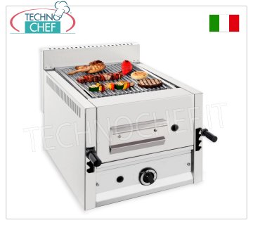 GRILL DE PIEDRA DE LAVA A GAS, 1 MÓDULO SUPERIOR con ZONA DE COCCIÓN 365x535 mm GRILL DE PIEDRA DE LAVA A GAS, VERSIÓN TOP, 1 MÓDULO con ZONA DE COCCIÓN 365x535 mm, COMPLETO CON GRILL UNIVERSAL, Potencia térmica 13 Kw - dimensiones exteriores mm. 470x700x430h