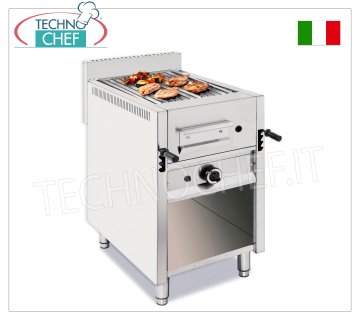 GRILL DE PIEDRA DE LAVA A GAS sobre MUEBLE ABIERTO, 1 MÓDULO con ZONA DE COCCIÓN 365x535 mm