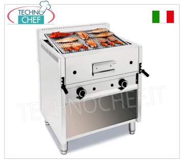 GRILL DE PIEDRA DE LAVA A GAS sobre MUEBLE ABIERTO, 2 MÓDULOS con ZONA DE COCCIÓN de 695x535 mm