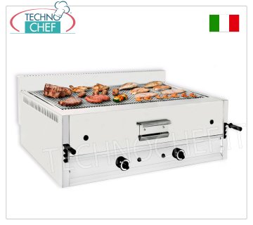 TECHNOCHEF - Parrilla de Piedra Lava a Gas, Módulo Doble Tapa, Mod.I-120 GRILL DE PIEDRA DE LAVA A GAS, módulo DOBLE SUPERIOR con ZONA DE COCCIÓN 1095x535 mm, completo con GRILL UNIVERSAL, potencia térmica 26 Kw, peso 104 Kg, dimensiones exteriores 1200x700x430h mm