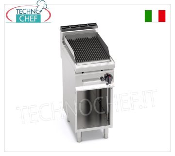 TECHNOCHEF - PARRILLA DE PIEDRA DE LAVA A GAS, 1 módulo sobre MUEBLE ABIERTO, Mod.PLG40M/G