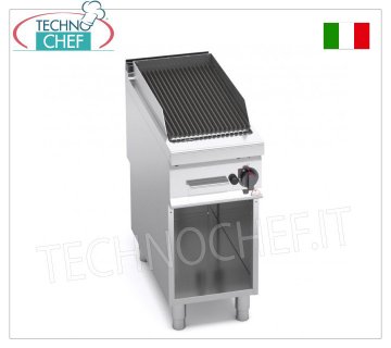 TECHNOCHEF - PARRILLA DE PIEDRA DE LAVA A GAS, 1 módulo sobre MUEBLE ABIERTO, Línea MAXIMA 900, Mod.G9PL40M/G