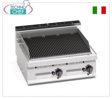 TECHNOCHEF - PARRILLA DE LAVA DE PIEDRA A GAS, Módulo DOBLE SUPERIOR, Mod.PLG80B/G