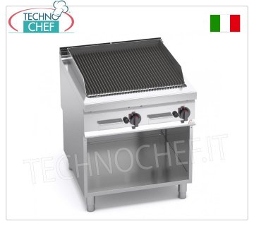 TECHNOCHEF - PARRILLA DE PIEDRA DE LAVA A GAS, Módulo DOBLE sobre MUEBLE ABIERTO, Mod.G9PL80M/G GRILL DE PIEDRA DE LAVA A GAS, BERTO'S, Línea MAXIMA 900, Serie COMFORT POWER, DOBLE módulo sobre MUEBLE ABIERTO con ZONA DE COCCIÓN 760x700 mm, MANDOS INDEPENDIENTES, Potencia térmica Kw.18,00, Peso 100 Kg, dim.mm.800x900x900h