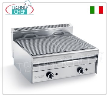 GRILL VAPOR Módulo de cocción a gas con doble control - Serie 700 - Solicitar presupuesto GRILL DE GAS VAPOR versión TOP, en acero inoxidable AISI 430, 2 MÓDULOS con mandos independientes con 2 ZONAS DE COCCIÓN de 390x550 mm, completo con parrilla de varillas, potencia térmica 17 kw, dimensiones exteriores 800x700x315h mm