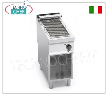 PARRILLA ELÉCTRICA, módulo sobre MÓVIL, Mod. E9CG40M GRILL ELÉCTRICO, línea BERTO'S MAXIMA 900, módulo sobre mueble con ÁREA DE COCCIÓN de 265x620 mm, potencia eléctrica 5,4 kW, peso 42 Kg, dim.mm.400x900x900h