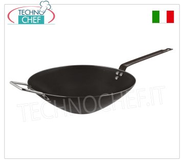 Paderno - Wok de hierro con 1 asa y 1 asa, profesional para inducción