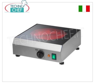 TECHNOCHEF - Vitrocerámica Lisa, 1 Zona, Ø 23 cm, Mod.PC30/1 Placa vitrocerámica, 1 zona de cocción Ø 23 cm, V.230/1, Kw.2,1, Peso 8 Kg, dim.mm.300x320x110h