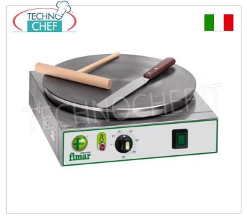 Technochef - Crepera Eléctrica Profesional, 1 Placa de Hierro Fundido Ø 350 mm, Mod.CRPN