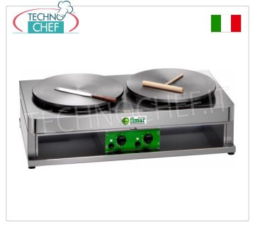 Technochef - Crepera Profesional a Gas, 2 Placas de Hierro Fundido Ø 400 mm, Mod.CRP400G2