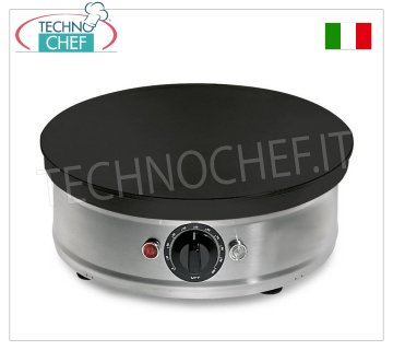 Technochef - CREPERA ELÉCTRICA con PLACA DE HIERRO FUNDIDO CROMADA diámetro 350 mm