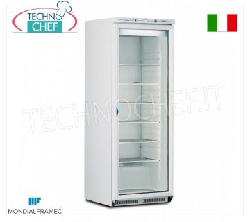 MONDIAL FRAMEC - Mueble Congelador-Congelador 1 puerta de cristal, 580 lt, Clase E, Mod.ICEPLUSN60 Armario Congelador-Congelador 1 puerta de cristal, estructura exterior en chapa de acero blanco, capacidad 580 lt, temperatura -15°/-25°C, ESTÁTICO con EVAPORADOR DE REJILLA FIJA con CAPTURA DE HELADA, Clase E, V.230/1, Kw 0,82, Peso 125 Kg, dim.mm.775x740x1880