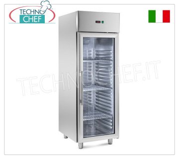 Mueble Congelador-Congelador 1 Puerta Vidrio, Temp.-10°/-20°, AHORRO ENERGÉTICO - Guías IMPRESAS Mueble congelador 1 puerta de cristal, 700 lt de capacidad, AHORRO ENERGÉTICO - ALTO ESPESOR, temp. -10°/-20°C, con GUÍAS IMPRESAS, ventilado, gas ECOLÓGICO R290, Gastro-norma 2/1, con luz y llave , V 230/1, Kw.0,45, dim.mm.690x830x2050h