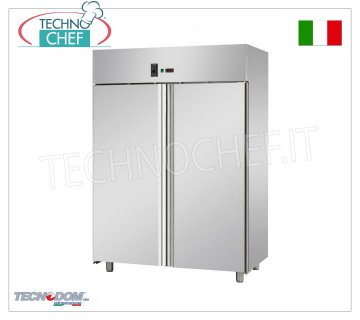 Mueble frigorífico pastelero 2 puertas, 1400 lt, temp. -2°+8°C. - profesional Mueble frigorífico pastelería 2 puertas, capacidad 1400 litros, temperatura de funcionamiento -2°/+8°C, refrigeración ventilada, bandejas pastelería 600x400 mm, V.230/1, Kw.0,57, peso 160 kg, dim.1420x800x2030h.