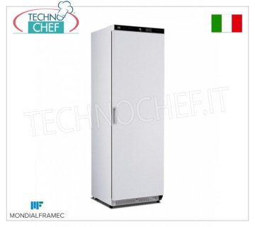 MONDIAL FRAMEC - Armario Frigorífico 1 Puerta, lt.380, Profesional, Clase D, Mod.KICPV40MLT Armario frigorífico 1 puerta MONDIAL FRAMEC, estructura exterior en chapa de acero blanco, capacidad 380 litros, temperatura -2°/+10°C, ventilado con evaporador de aletas, Clase D, V. 230/1, Kw. 0,16, peso 84,50 kg, dim.mm.600x620x1872h