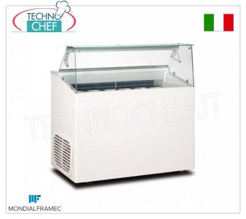 MONDIAL FRAMEC - Vitrina para helado de crema, lt. 293, Mod.TOP7 Vitrina para helados cremosos, MONDIAL FRAMEC, capacidad 293 litros, temperatura -15 ° / -20 ° C, evaporador PARCELA FINNED ESTÁTICA, V. 230/1, Kw 0.48, Peso 99 Kg, dim.mm.1350x673x1175h