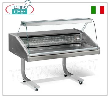 MUEBLE EXPOSITOR FRIGORÍFICO sobre SOPORTE CON RUEDAS, versión con VIDRIO CURVO, mod.VRY7FISH