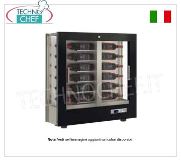BODEGA-TECA capacidad 24 botellas Horizontal, Estática-Ventilada, 3 Laterales de Cristal para INSTALACIÓN PARED, Línea SLIM, 36 cm de fondo