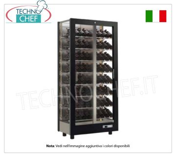 BODEGA-CAPACIDAD 112 botellas Inclinada, Ventilación Estática, 3 Lados de Vidrio para INSTALACIÓN EN PARED