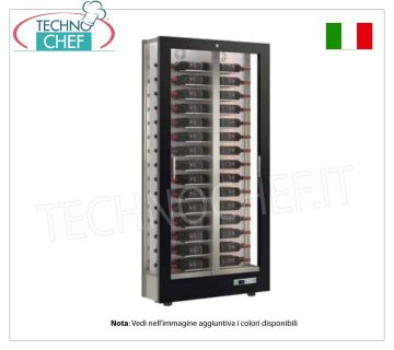 BODEGA-MUEBLE para VINO capacidad 60 botellas Horizontal, Estático-Ventilado, 3 Lados de Vidrio para INSTALACIÓN EN LA PARED, Línea SLIM, 36 cm de fondo
