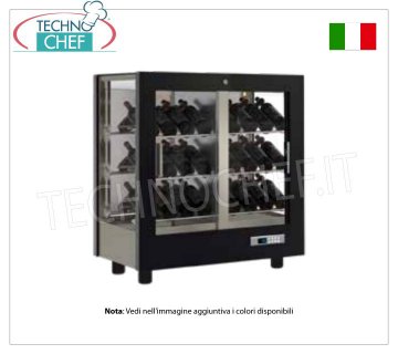 CAJAS-BODEGA para VINO, capacidad 42 botellas Inclinadas, Estáticas-Ventiladas, 3 Lados de Vidrio para INSTALACIÓN EN PARED