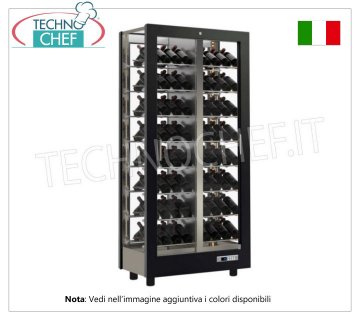 BODEGA-TECA para VINO, capacidad 112 botellas Inclinada, Estática-Ventilada, 4 Lados de Vidrio para INSTALACIÓN CENTRAL