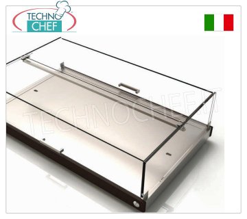 MUESTRA REFRIGERADA con 3 PLACAS EUTÉCTICAS, modelo CNE87 Vitrina REFRIGERADA con 3 PLATOS EUTÉCTICOS aptos para el buffet, realizada con laterales de madera en los colores estándar, cúpula de plexiglás con puertas abatibles en 2 frentes, Peso 17 Kg, dim.mm.870x525x250h