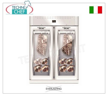 ARMARIO DE MADURACIÓN DE CARNE, Acero inoxidable, 2 PUERTAS DE CRISTAL, Capacidad máxima 300 Kg, mod. CARNE 1500 VIP