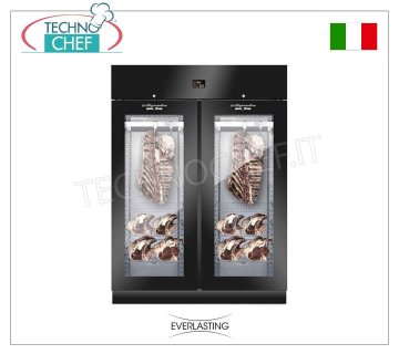 ARMARIO DE MADURACIÓN DE CARNE, Negro, 2 PUERTAS DE CRISTAL, Capacidad Máxima 300 Kg, mod. CARNE 1500 NEGRO