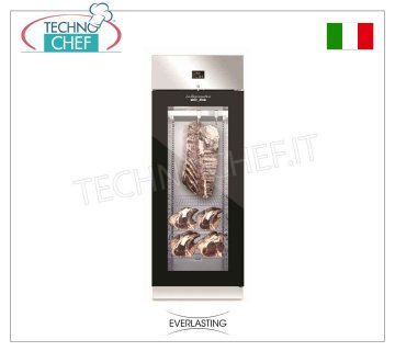 ARMARIO DE MADURACIÓN DE CARNE, Acero Inoxidable, 1 Puerta de CRISTAL Negro, Carga máxima 150 Kg, mod. CARNE 700 VIDRIO