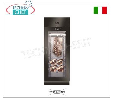 ARMARIO DE MADURACIÓN DE CARNE, Negro, 1 puerta de CRISTAL, carga máxima 150 Kg, mod. STG CARNE 700 NEGRO