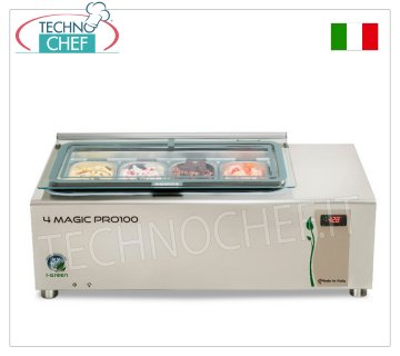 VITRINA DE ACERO INOXIDABLE para HELADOS, completa con TAPA de vidrio templado
