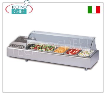 Technochef - MUEBLE EXPOSITOR REFRIGERADO PARA MOSTRADOR con VIDRIO CURVO, temp.+2°/+10°C