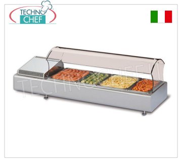 Technochef - VITRINA MOSTRADOR CALIENTE con AUTOSERVICIO CURVO VERTO, temp.+30°/+70°C