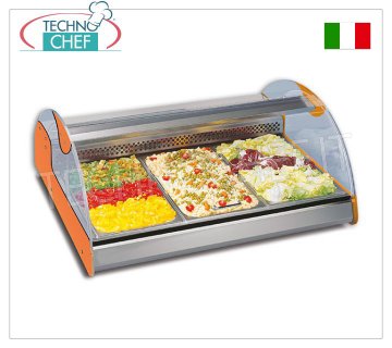 Technochef - MUEBLE EXPOSITOR REFRIGERADO PARA MOSTRADOR con CRISTAL CURVO, Temp.+3°+5°C, Estático
