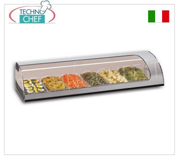 Technochef - VITRINA MOSTRADOR CALEFACTADA con VIDRIO CURVO, Temp.+30°/+60°C