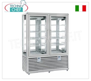 TECHNOCHEF - Vitrina Refrigerada para Pastelería, Temp.+5°-20°C, 2 Puertas, Lt.1082, Mod.CGL1200G2T/G2T