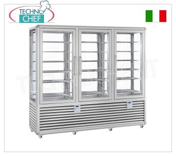 TECHNOCHEF - Congelador Vetrina para Heladería 3 Tamaños, Temp.-15°-25°C, Lt.1388, Mod.CGL1300S/S/S