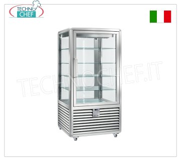 Vitrina Refrigerada Pastelería 1 Puerta, 4 lados expositores, 4 estantes rectangulares, Línea CURVE